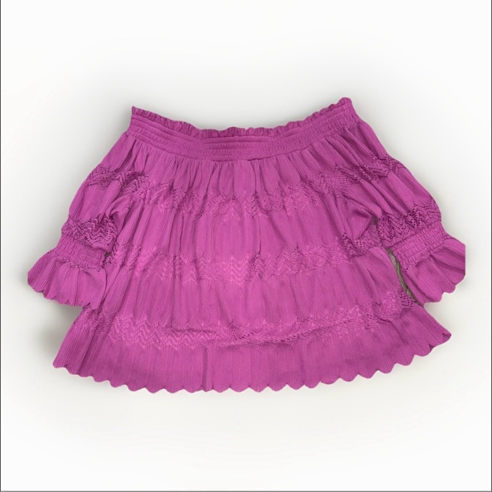 LANE BRYANT Women's Plus Size Smocked Off The Shoulder Pleated Top Size 22/24